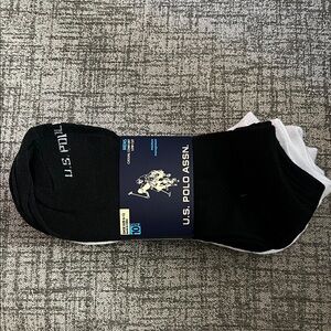 10 pairs U. S. Polo Assn. Men's Black and White Casual low cut Socks 10 pairs